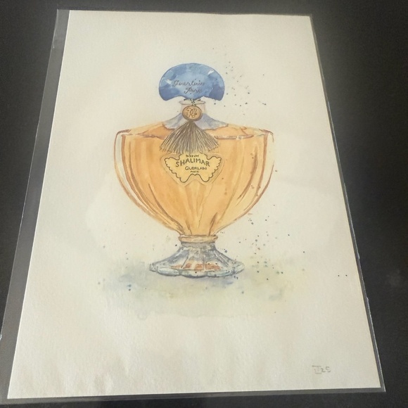 Shalimar Guerlain, Fragrance Painting, Perfume Bottle, Watercolor Print, Art - Picture 3 of 5